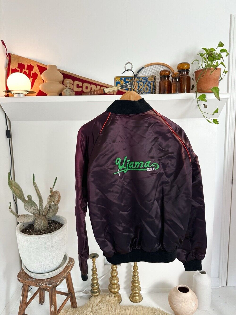 Vintage 1970s Ujama Records Satin Bomber Jacket L